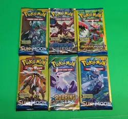 New Pokemon TCG Sun & Moon And XY 3 Card Booster Packs Assorted Lot X6 Sealed - Image 1