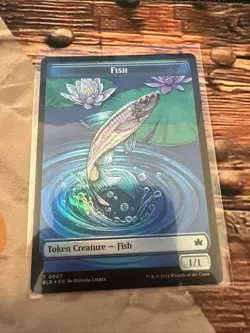 1x Fish (7) // Tender Wildguide (24) Token - Foil MTG Bloomburrow NM Magic Foil - Image 1