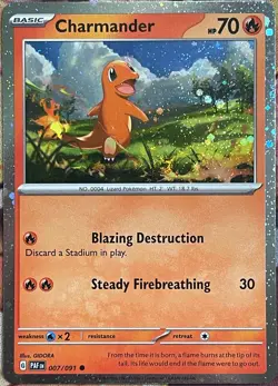 Charmander Cosmos Holo - 007/091 - Paldean Fates Pokemon 2024 - Image 1