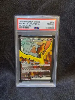 2025 POKEMON DRI EN-DESTINED RIVALS ULTRA RARE TEAM ROCKET'S MOLTRES EX PSA 10 - Image 1