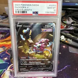 POKEMON 2023 PSA 10 POKEMON CROWN ZENITH HOOPA V FULL ART GG53/GG70 GEM MINT - Image 1