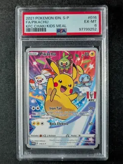 2021 Pokemon PIKACHU 016/S-P KFC Chaki Kids Meal Promo | Indonesian (C) PSA 6 - Image 1