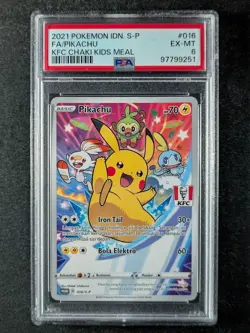 2021 Pokemon PIKACHU 016/S-P KFC Chaki Kids Meal Promo | Indonesian (B) PSA 6 - Image 1