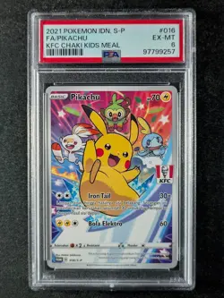 2021 Pokemon PIKACHU 016/S-P KFC Chaki Kids Meal Promo | Indonesian (A) PSA 6 - Image 1