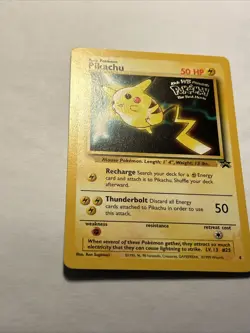 1999 Pokemon The First Movie PIKACHU #4 Black Star Promo Card WB Vintage WOTC LP - Image 3