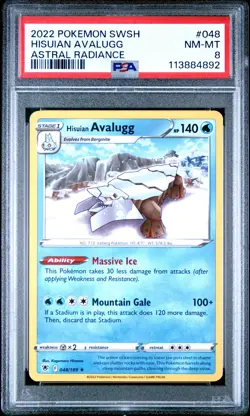 2022 POKEMON SWORD & SHIELD ASTRAL RADIANCE #048 HISUIAN AVALUGG PSA 8 - Image 1