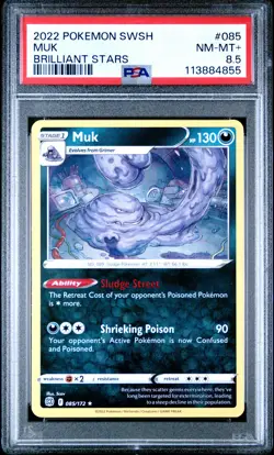 2022 POKEMON SWORD & SHIELD BRILLIANT STARS #085 MUK PSA 8.5 - Image 1