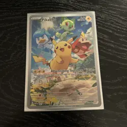 Pokemon Pikachu Card SVP027 Scarlet and Violet ETB Promo Full Art Holo - Image 1