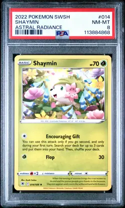 2022 POKEMON SWORD & SHIELD ASTRAL RADIANCE #014 SHAYMIN PSA 8 - Image 1