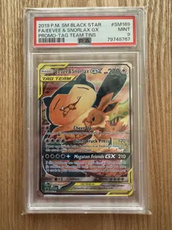 Pokemon TCG 2019 Eevee & Snorlax GX SM169 SM Promos Holo Card - Image 1
