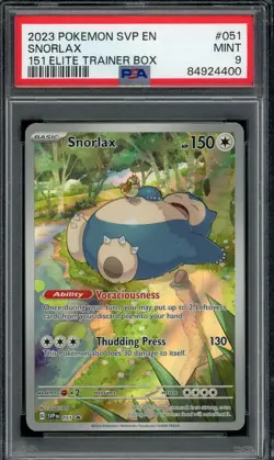 2023 PSA 9 Pokemon EN 151 Snorlax 051 BSP Elite Trainer Box promo card Mint - Image 1