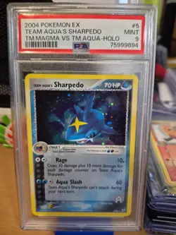 2004 Pokemon EX Team Magma vs Team Aqua Aqua's Sharpedo Holo 5 PSA 9 MT 75999894 - Image 1