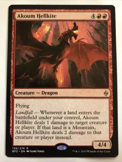 MTG Battle For Zendikar Akoum Hellkite 139/274 LP Rare - Image 1