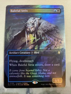 Baleful Strix (Borderless FOIL) [Bloomburrow Commander] NM - Image 1