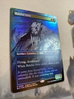 Baleful Strix (Borderless FOIL) [Bloomburrow Commander] NM - Image 3