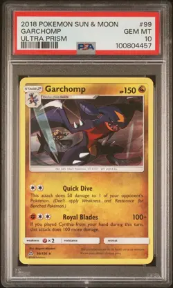 2018 Pokemon Sun & Moon Ultra Prism # 99 Garchomp Non Holo PSA 10 Card GEM MINT! - Image 1