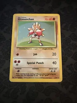 Pokemon Card Hitmonchan Base Set 7/102 Holo Unlimited Holo Rare - Image 1