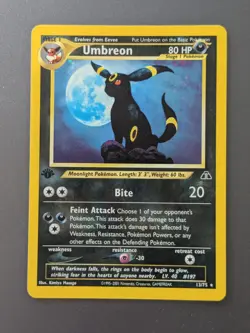 ENDS 8/17* LP NM 1ST EDITION UMBREON 13/75 NEO DISCOVERY HOLO POKEMON CARD SWIRL - Image 3