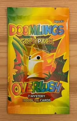 DOOMLINGS OVERLUSH GOLD PACK (7 MYSTERY HOLOFOIL CARDS), RETIRED, FACTORY SEALED - Image 1