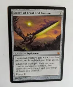 Sword of Feast and Famine Mirrodin Besieged MTG NM Free shipping and tracking - Image 1