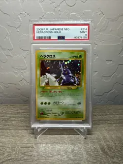 2000 Japanese Pokemon Neo Genesis Heracross Holo PSA 9 #214 - Image 1