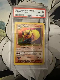 Pokemon 1999 Flareon Holo Card #3/64 Jungle PSA 6 Graded - Image 1