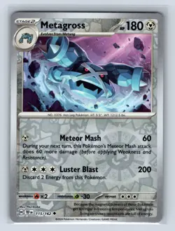 Metagross 115/162 Reverse Holo SV05: Temporal Forces NM Pokemon TCG Card - Image 1