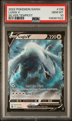 2022 POKEMON SWORD & SHIELD SILVER TEMPEST 138 LUGIA V PSA 10 - Image 1