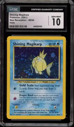 Pokemon Shining Magikarp Neo Revelation Secret Rare Holo #66 CGC 10 Gem Mint - Image 1