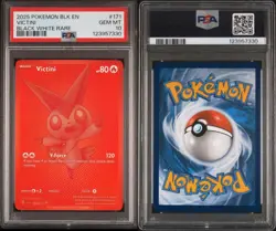 Pokemon Black Bolt White Flare Victini 171/086 BWR Red Monochrome PSA 10 POP 3 - Image 2