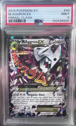 Pokemon 2015 XY Primal Clash M Aggron EX #94 PSA 9 Mint Rare - Image 1