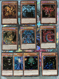 YuGiOh SECRET RARE God Cards , Sacred Beasts & Gate Guardian Set Slifer Ra Etc - Image 1