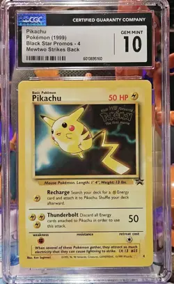 CGC 10 GEM MINT Pikachu 4 WB Stamped Movie Promo WOTC 1999 Pokemon Card - Image 1
