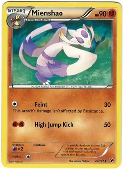Mienshao 70/101 Pokemon Card Noble Victories Uncommon 90 HP Near Mint FR - Image 1