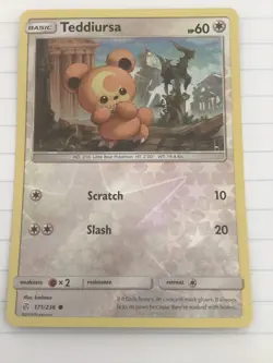 Teddiursa Pokemon Card 171/236 Reverse Holo- Used - Cosmic Eclispe Set - Image 1