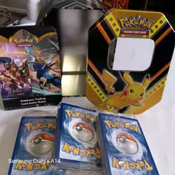 Pokemon Card Tin With 3 Packs of Cards New Sealed Tin & Rule Guide VGC - Image 1