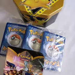 Pokemon Card Tin With 3 Packs of Cards New Sealed Tin & Rule Guide VGC - Image 3
