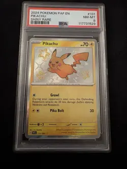 2024 POKEMON PAF EN-PALDEAN FATES SHINY RARE #131 PIKACHU PSA 8 - Image 1
