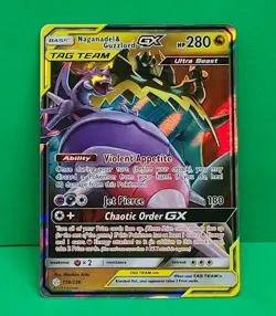 Pokemon Tag Team MINT Condition Cosmic Eclipse Naganadel & Guzzlord GX 158/236 - Image 1
