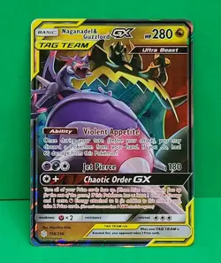 Pokemon Tag Team MINT Condition Cosmic Eclipse Naganadel & Guzzlord GX 158/236 - Image 2