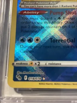 2022- Pokemon Radiant Blastoise Pokemon Go- 018/078 Holo Cgc Mint 9 - Image 4