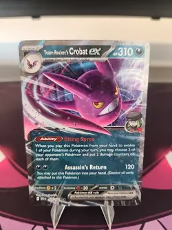 Team Rocket's Crobat ex 122/182 Pokemon TCG Destined Rivals Double Rare NM - Image 1
