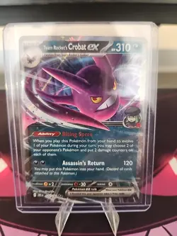 Team Rocket's Crobat ex 122/182 Pokemon TCG Destined Rivals Double Rare NM - Image 3