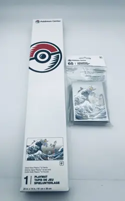 🌊 Pokemon Center Great Wave Pikachu Playmat & 65 Sleeves - Brand New Sealed - Image 1