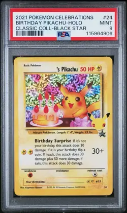 2021 POKEMON CELEBRATIONS CLASSIC COLLECTION 24 BIRTHDAY PIKACHU-HOLO PSA 9 - Image 1