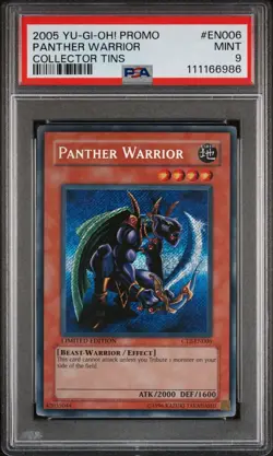 2005 Yu-Gi-Oh! Panther Warrior CT2 Limited Edition Secret Rare PSA 9 - Image 1