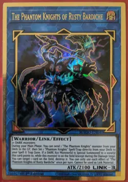 YuGiOh The Phantom Knights of Rusty Bardiche Gold Rare 1st Edition MAGO-EN040 NM - Image 1