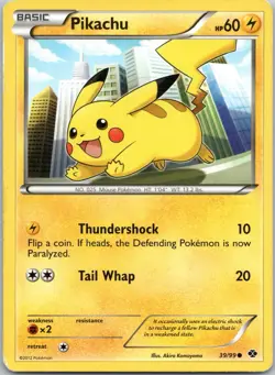 Pokemon TCG Pikachu 39/99 Common BW Next Destinies - Image 1