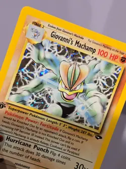 1st Edition💚 Pokemon GIOVANNI'S MACHAMP Gym Challenge * 6/132 * Holo LP+ - Image 3