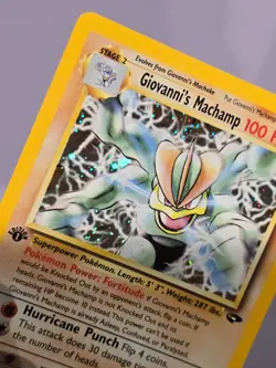 1st Edition💚 Pokemon GIOVANNI'S MACHAMP Gym Challenge * 6/132 * Holo LP+ - Image 4